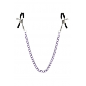 Зажимы для сосков с фиолетовой цепочкой Sweet Caress Nipple Chain - Sweet Caress - купить с доставкой в Петропавловске-Камчатском