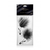Зажимы на соски с черными пуховыми кисточками Sweet Caress Feather Nipple Clumps - Sweet Caress - купить с доставкой в Петропавловске-Камчатском