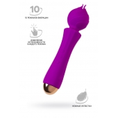 Лиловый вибратор Hyacinth с лепестками - 21,5 см. - ToyFa