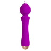 Лиловый вибратор Hyacinth с лепестками - 21,5 см. - ToyFa