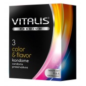 Цветные ароматизированные презервативы VITALIS PREMIUM color   flavor - 3 шт. - Vitalis - купить с доставкой в Петропавловске-Камчатском