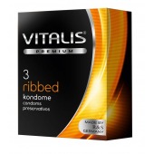 Ребристые презервативы VITALIS PREMIUM ribbed - 3 шт. - Vitalis - купить с доставкой в Петропавловске-Камчатском