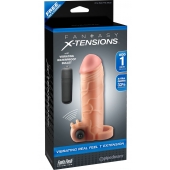 Телесная вибронасадка с кольцом  Vibrating Real Feel 1 Extension - 14 см. - Pipedream - в Петропавловске-Камчатском купить с доставкой