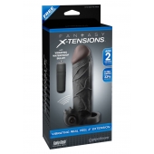 Чёрная вибронасадка с кольцом Vibrating Real Feel 2 Extension - 16 см. - Pipedream - в Петропавловске-Камчатском купить с доставкой