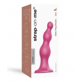 Розовая насадка Strap-On-Me Dildo Plug Beads size L - Strap-on-me - купить с доставкой в Петропавловске-Камчатском