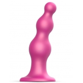 Розовая насадка Strap-On-Me Dildo Plug Beads size L - Strap-on-me - купить с доставкой в Петропавловске-Камчатском