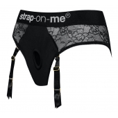 Черные трусики для насадок Diva Lingerie Harness - size M - Strap-on-me - купить с доставкой в Петропавловске-Камчатском