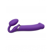 Фиолетовый безремневой вибрострапон Silicone Bendable Strap-On - size XL - Strap-on-me - купить с доставкой в Петропавловске-Камчатском