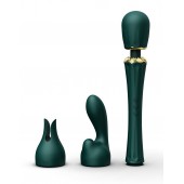 Изумрудный wand-вибратор Kyro с 2 насадками - Zalo