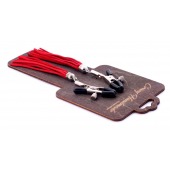 Металлические зажимы на соски с красными замшевыми кисточками - Crazy Handmade - купить с доставкой в Петропавловске-Камчатском