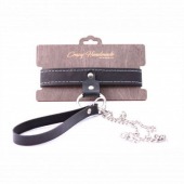 Узкий однослойный ошейник с поводком - Crazy Handmade - купить с доставкой в Петропавловске-Камчатском