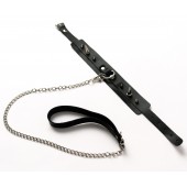 Черный ошейник с шипами и поводком - Crazy Handmade - купить с доставкой в Петропавловске-Камчатском