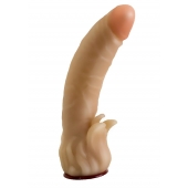 Телесная гелевая насадка-фаллос с клиторальными лепестками - 18,5 см. - LOVETOY (А-Полимер) - купить с доставкой в Петропавловске-Камчатском