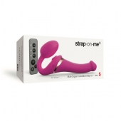 Ярко-розовый безремневой страпон Multi Orgasm Size S с клиторальной стимуляцией - Strap-on-me - купить с доставкой в Петропавловске-Камчатском