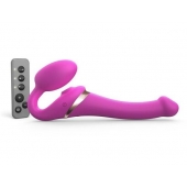 Ярко-розовый безремневой страпон Multi Orgasm Size S с клиторальной стимуляцией - Strap-on-me - купить с доставкой в Петропавловске-Камчатском