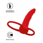 Красная насадка на пенис для двойного проникновения Black Red - 16,5 см. - ToyFa - купить с доставкой в Петропавловске-Камчатском