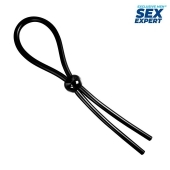 Черное силиконовое лассо с шариком для утяжки - Sex Expert - в Петропавловске-Камчатском купить с доставкой