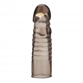 Дымчатая насадка-удлинитель Ribbed Realistic Penis Enhancing Sleeve Extension - 15,2 см. - BlueLine - в Петропавловске-Камчатском купить с доставкой