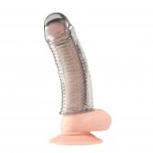 Текстурированная насадка на пенис Clear Textured Penis Enhancing Sleeve Extension - 16,5 см. - BlueLine - в Петропавловске-Камчатском купить с доставкой