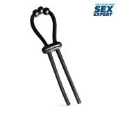 Черное эрекционное кольцо со стимулирующими бусинами - Sex Expert - в Петропавловске-Камчатском купить с доставкой
