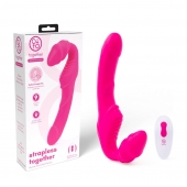 Розовый безремневой страпон на радиоуправлении Strapless Together - 22 см. - Together Toy - купить с доставкой в Петропавловске-Камчатском