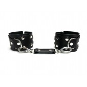 Черные кожаные наручники Sex Game - БДСМ Арсенал - купить с доставкой в Петропавловске-Камчатском