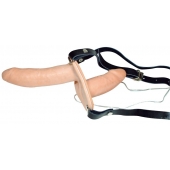 Телесный женский страпон с вагинальной пробкой Strap-On Duo - 15 см. - Orion - купить с доставкой в Петропавловске-Камчатском