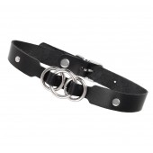 Черный кожаный ошейник со связанными кольцами - Pecado - купить с доставкой в Петропавловске-Камчатском