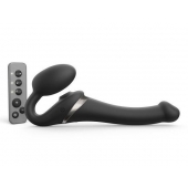Черный безремневой страпон Multi Orgasm Size S с клиторальной стимуляцией - Strap-on-me - купить с доставкой в Петропавловске-Камчатском