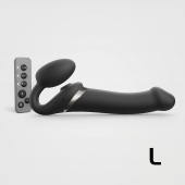 Черный безремневой страпон Multi Orgasm Size L с клиторальной стимуляцией - Strap-on-me - купить с доставкой в Петропавловске-Камчатском