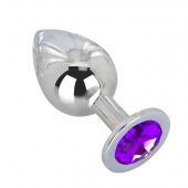 Большой плаг из стали с фиолетовым кристаллом Violet Dream - 9,5 см. - Erotic Fantasy - купить с доставкой в Петропавловске-Камчатском