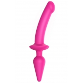 Ярко-розовый двусторонний фаллоимитатор Switch Plug-In Semi-Realistic Size L - Strap-on-me
