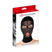 Черная сетчатая маска на голову с отверстиями для глаз и рта - Fetish Tentation - купить с доставкой в Петропавловске-Камчатском