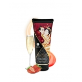 Массажный крем для тела с ароматом клубники и шампанского Sparkling Strawberry Wine - 200 мл. - Shunga - купить с доставкой в Петропавловске-Камчатском