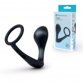 Черное эрекционное кольцо со стимулятором простаты Ringer Cock Ring   Plug - b-Vibe - в Петропавловске-Камчатском купить с доставкой