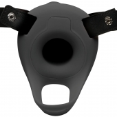 Черный полый страпон с вибрацией 2’’ Erection 28X Smooth Vibrating Silicone Penis Sheath - XR Brands - купить с доставкой в Петропавловске-Камчатском