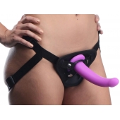 Лиловый поясной страпон Navigator Silicone G-Spot Dildo with Harness - 17,8 см. - XR Brands - купить с доставкой в Петропавловске-Камчатском
