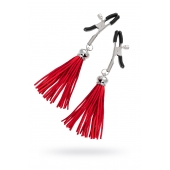 Зажимы на соски «Прищепки» с красными кисточками из замши - Pecado - купить с доставкой в Петропавловске-Камчатском