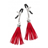 Зажимы на соски «Прищепки» с красными кисточками из замши - Pecado - купить с доставкой в Петропавловске-Камчатском