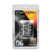 Прозрачная насадка с объёмными чёрточками STAY HARD COCK SLEEVE 06 CLEAR - Blush Novelties - в Петропавловске-Камчатском купить с доставкой