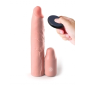 Телесная вибронасадка на член 3  Vibrating Mega X-tension with Remote - 22,9 см. - Pipedream - в Петропавловске-Камчатском купить с доставкой