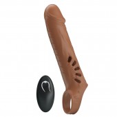 Коричневая вибронасадка с подхватом мошонки и пультом ДУ - Baile - в Петропавловске-Камчатском купить с доставкой