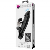 Черная вибронасадка на пенис с подхватом мошонки - 20 см. - Baile - в Петропавловске-Камчатском купить с доставкой