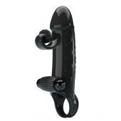 Черная вибронасадка на пенис с подхватом мошонки - 20 см. - Baile - в Петропавловске-Камчатском купить с доставкой