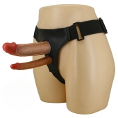 Темно-бежевый фаллопротез для двойного проникновения - 17,5 см. - Baile - купить с доставкой в Петропавловске-Камчатском