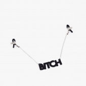 Зажимы на соски с кожаной подвеской Bitch - Crazy Handmade - купить с доставкой в Петропавловске-Камчатском