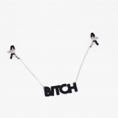 Зажимы на соски с кожаной подвеской Bitch - Crazy Handmade - купить с доставкой в Петропавловске-Камчатском