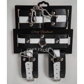 Набор фиксаторов из черной и белой натуральной кожи - Crazy Handmade - купить с доставкой в Петропавловске-Камчатском