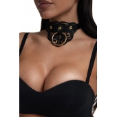 Черный чокер с клепками и золотистой фурнитурой - Crazy Handmade - купить с доставкой в Петропавловске-Камчатском