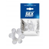 Прозрачное эрекционное кольцо с 6 стимулирующими шариками - Sex Expert - в Петропавловске-Камчатском купить с доставкой